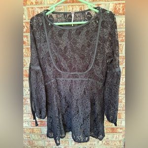 Free People Ruby Fit and Flare Lace Dress Black Size Small